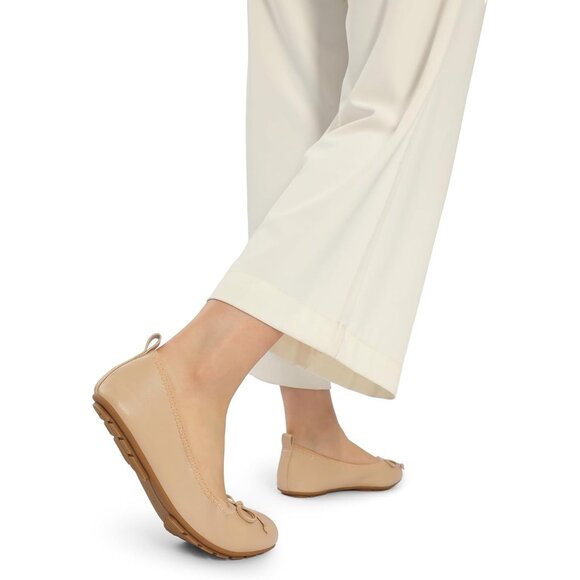 Dream Pairs Women Nude Faux Leather Round Toe Bowknot Foldable Ballerine Shoes - Picture 5 of 9